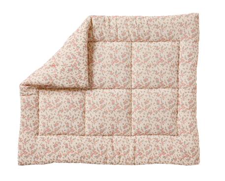 Cotton Muslin Floor Mattress / Play Mat with Floral Print printed white 