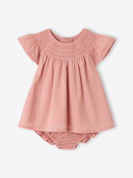 Dress and bloomer set for baby girls in cotton blush 