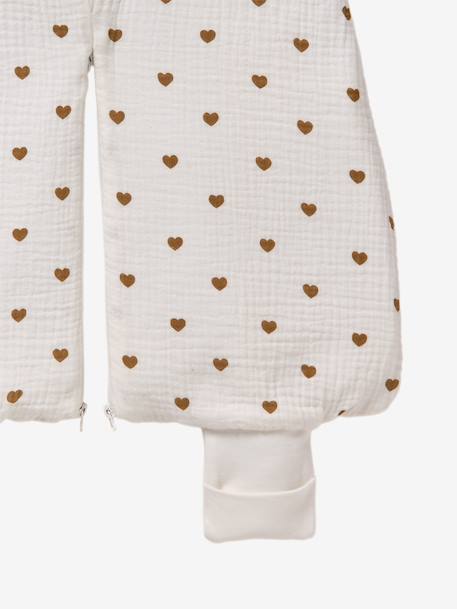 Cotton muslin HEARTS summer pramwsuit printed white 