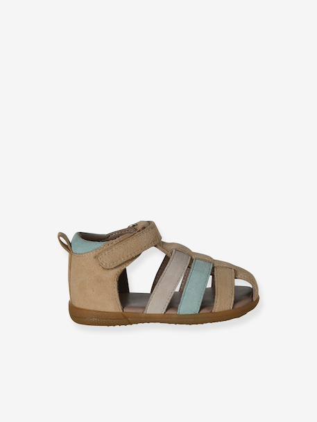 Leather Sandals for Baby Boys, Designed for First Steps brown+navy blue+set beige 
