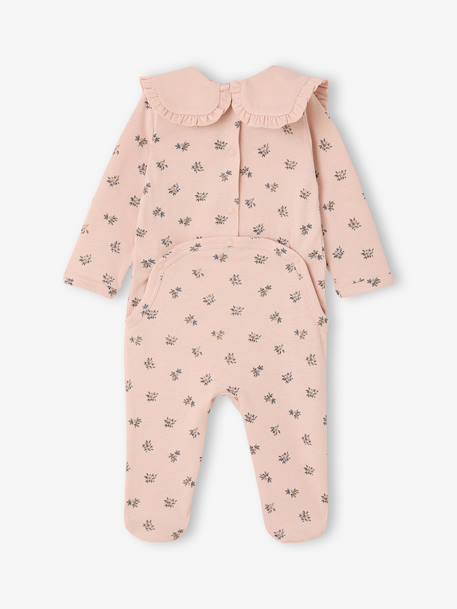 Sleepsuit for baby girls in organic cotton pale pink 