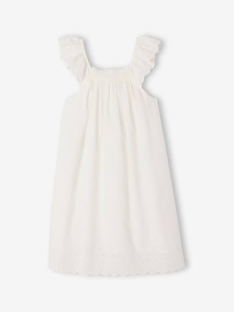 Flared dress in cotton embroidery white 