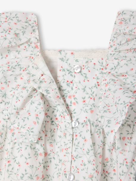 Baby dress with frill print printed white 