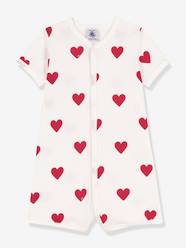 Baby-Dungarees & All-in-ones-Baby playsuit in cotton with hearts 