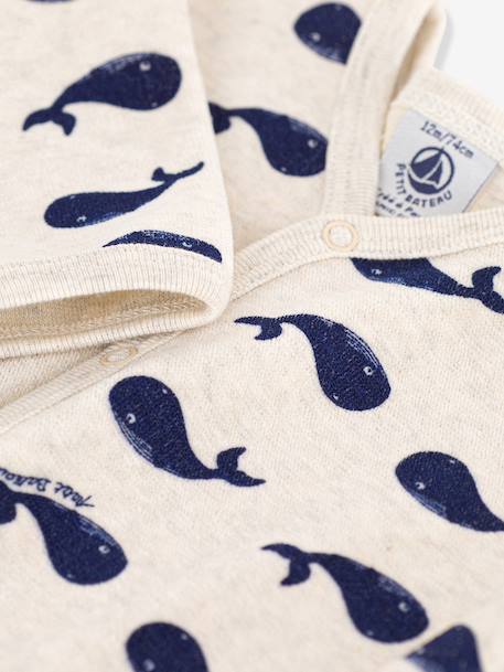 Baby velvet sleepsuit with whale design beige 