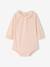 Baby girl bodysuit with frilled collar and long sleeves pale pink 