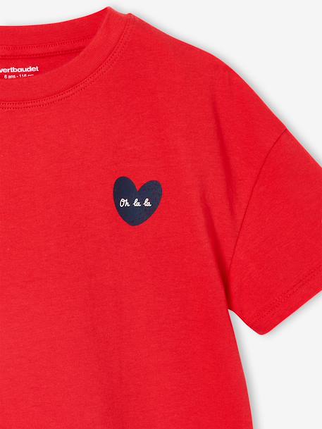 Plain Basics T-Shirt for Girls apricot+red 