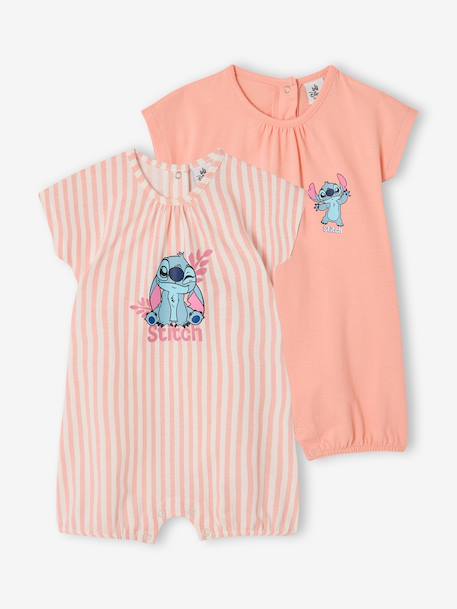 Pack of 2 Stitch playsuit bodysuits peach 