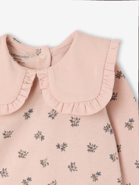 Sleepsuit for baby girls in organic cotton pale pink 