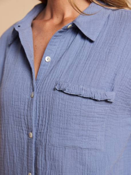 Nursing clothes maternity short pyjamas chambray blue 