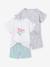 Pack of 2 girls' short-sleeved cotton pyjama shorts ecru 