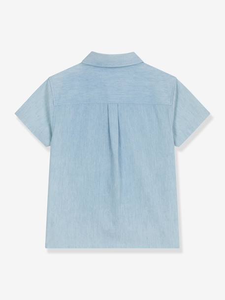 Boy's short-sleeved chambray shirt light blue 