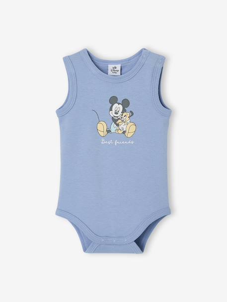 Pack of 2 sleeveless baby boy bodysuits denim blue 
