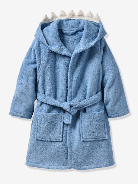 Shark Bathrobe with Recycled Cotton, for Children blue 