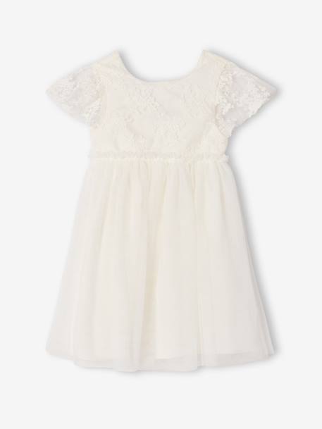 Girl's lace and tulle dress white 