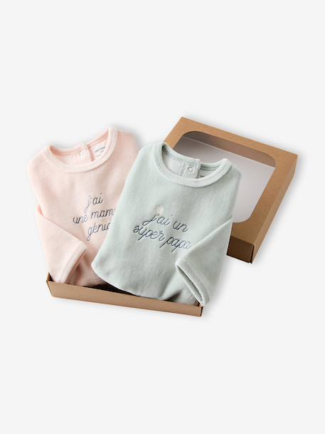 Pack of 2 girls' velvet pyjamas rose 