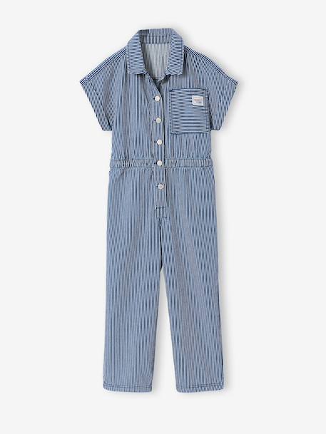 Striped girl's jumpsuit striped blue 