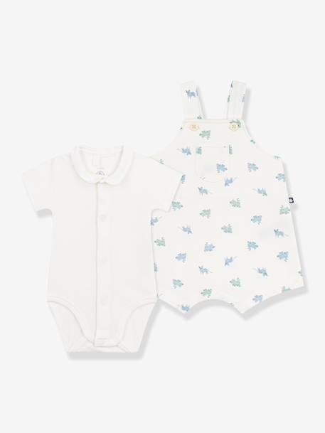 Dungaree + bodysuit set for babies white 