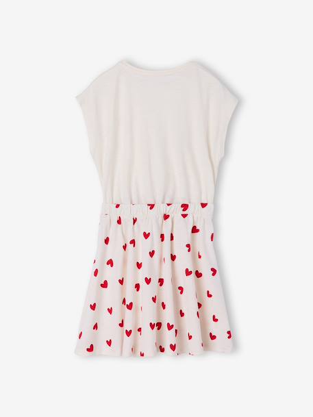 2-in-1 effect dress for girls ecru+printed white+vanilla 