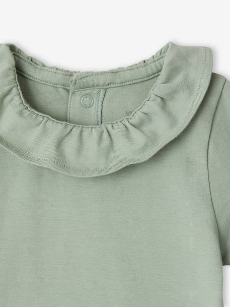Pack of 2 Short-Sleeved Bodysuits with Fancy Collar, for Babies coral+sage green 