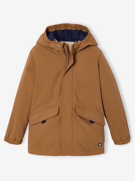 Boys' 3-in-1 parka with sherpa lining pecan nut 