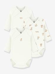 Pack of 3 Petit Bateau crossover bodysuits for babies