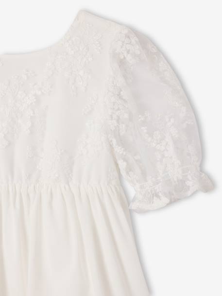 Bohemian girl's dress with lace sleeves white 