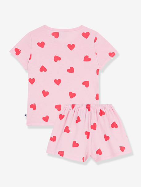 Girls' heart print short pyjamas rose 
