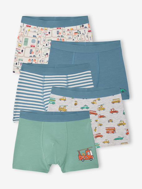 Pack of 5 boys' boxers with a circuit print ecru 