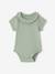 Pack of 2 Short-Sleeved Bodysuits with Fancy Collar, for Babies coral+sage green 