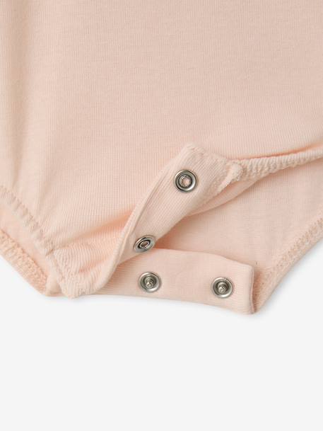 Baby girl bodysuit with frilled collar and long sleeves pale pink 