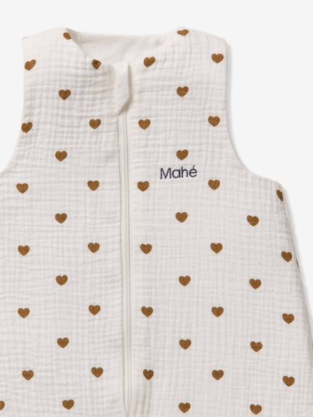 Cotton muslin HEARTS summer pramwsuit printed white 