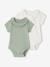 Pack of 2 Short-Sleeved Bodysuits with Fancy Collar, for Babies coral+sage green 