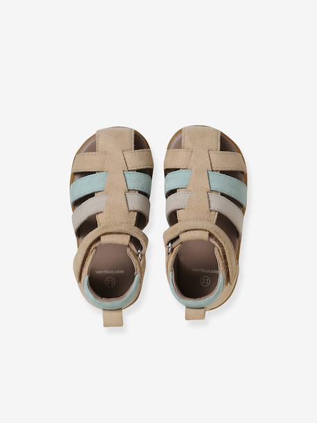 Leather Sandals for Baby Boys, Designed for First Steps brown+navy blue+set beige 