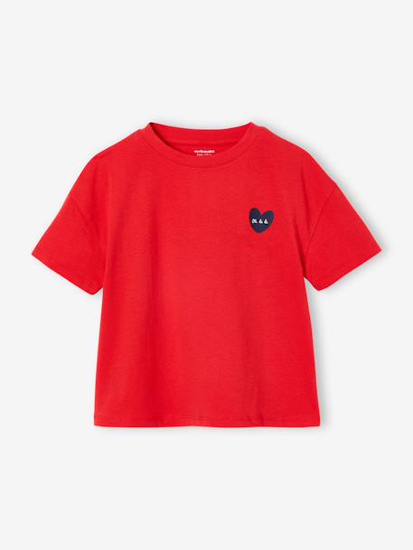 Plain Basics T-Shirt for Girls apricot+red 