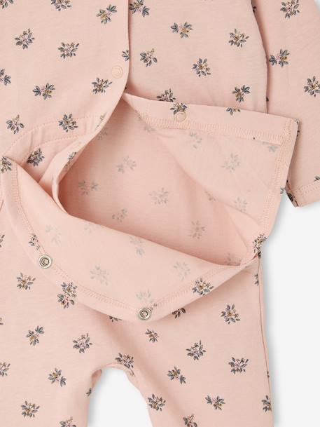Sleepsuit for baby girls in organic cotton pale pink 