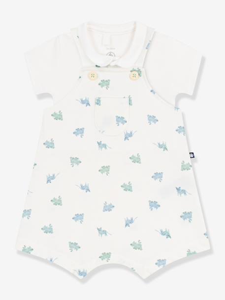 Dungaree + bodysuit set for babies white 