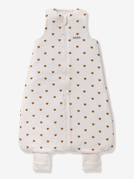 Cotton muslin HEARTS summer pramwsuit printed white 