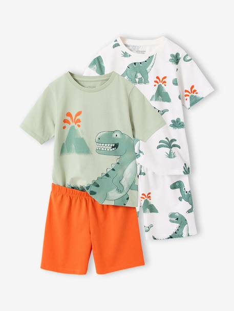 Pack of 2 dinosaur playsuit pyjamas for boys sage green 