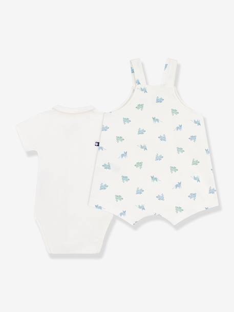 Dungaree + bodysuit set for babies white 