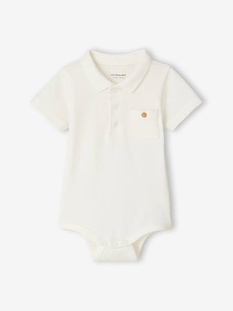 Pack of 2 Bodysuits with Polo Shirt Collar & Pocket, for Newborns ecru+sky blue 