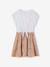 2-in-1 effect dress for girls ecru+printed white+vanilla 