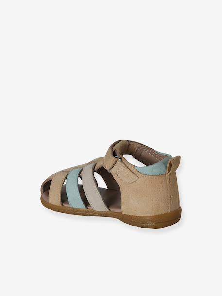 Leather Sandals for Baby Boys, Designed for First Steps brown+navy blue+set beige 
