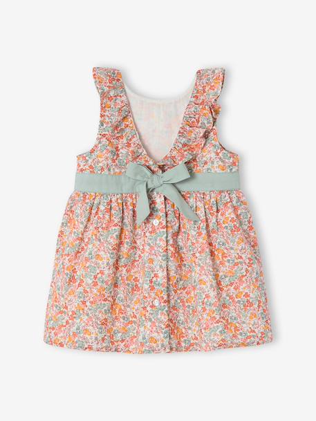 Baby girl's dress with bow and back opening multicoloured 