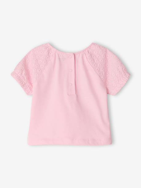 Embroidered short-sleeved T-shirt pale pink 