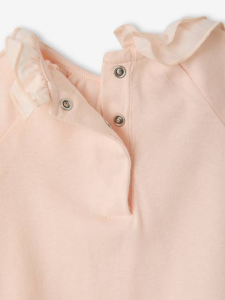 Baby girl bodysuit with frilled collar and long sleeves pale pink 