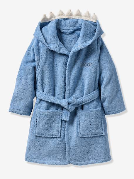 Shark Bathrobe with Recycled Cotton, for Children blue 