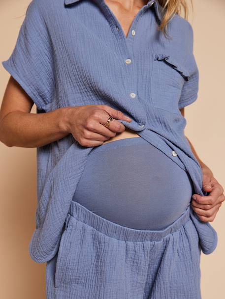 Nursing clothes maternity short pyjamas chambray blue 
