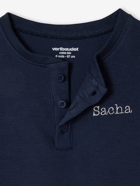 Customisable short-sleeved polo shirt navy blue 