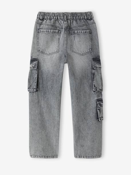 Loose fit denim battle trousers for boys bleached denim+denim grey 